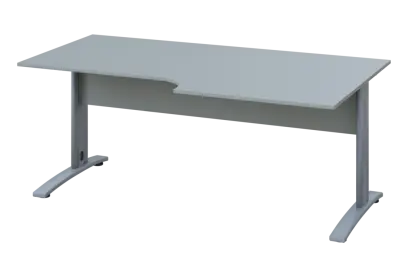 ERK 28 - 188 stůl kancelářský, rohový, pravý, kovová podnož stříbrná, deska 25 mm, široký 1800 mm, šedá